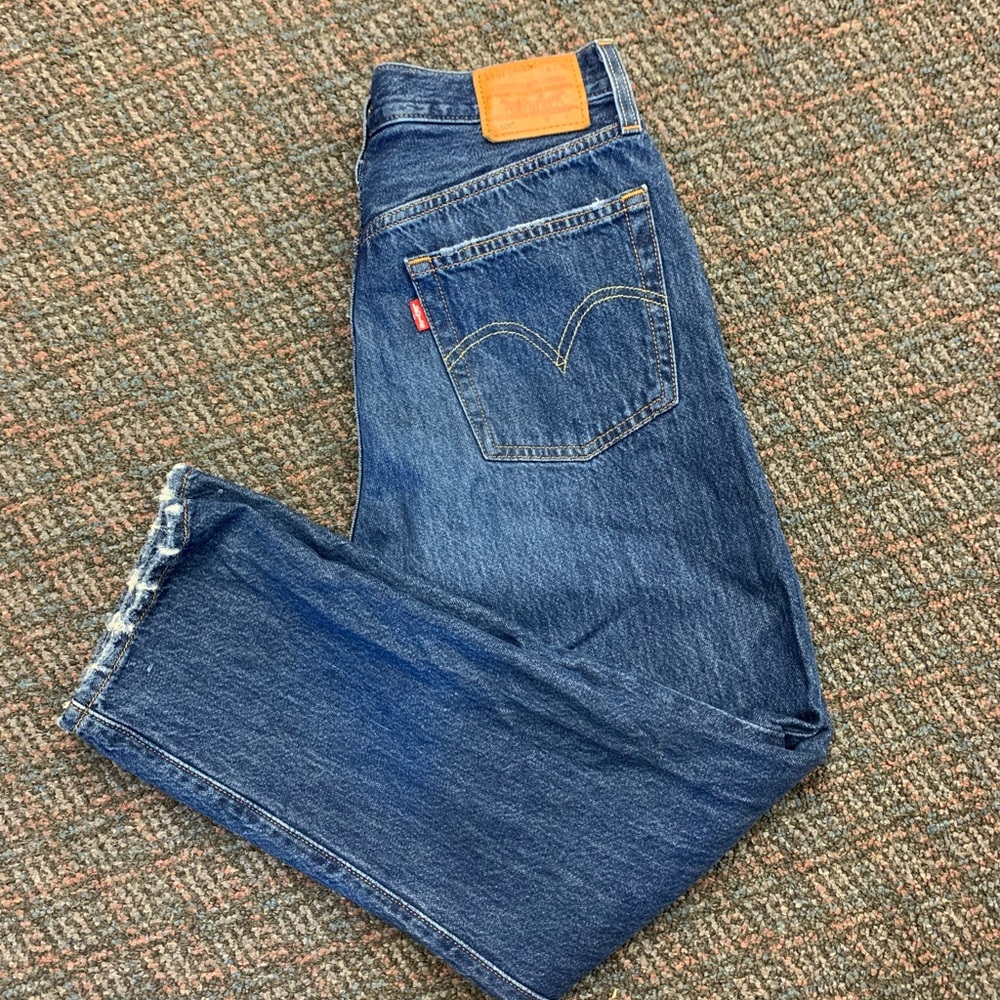 Levi’s 501, 5 button distressed jeans